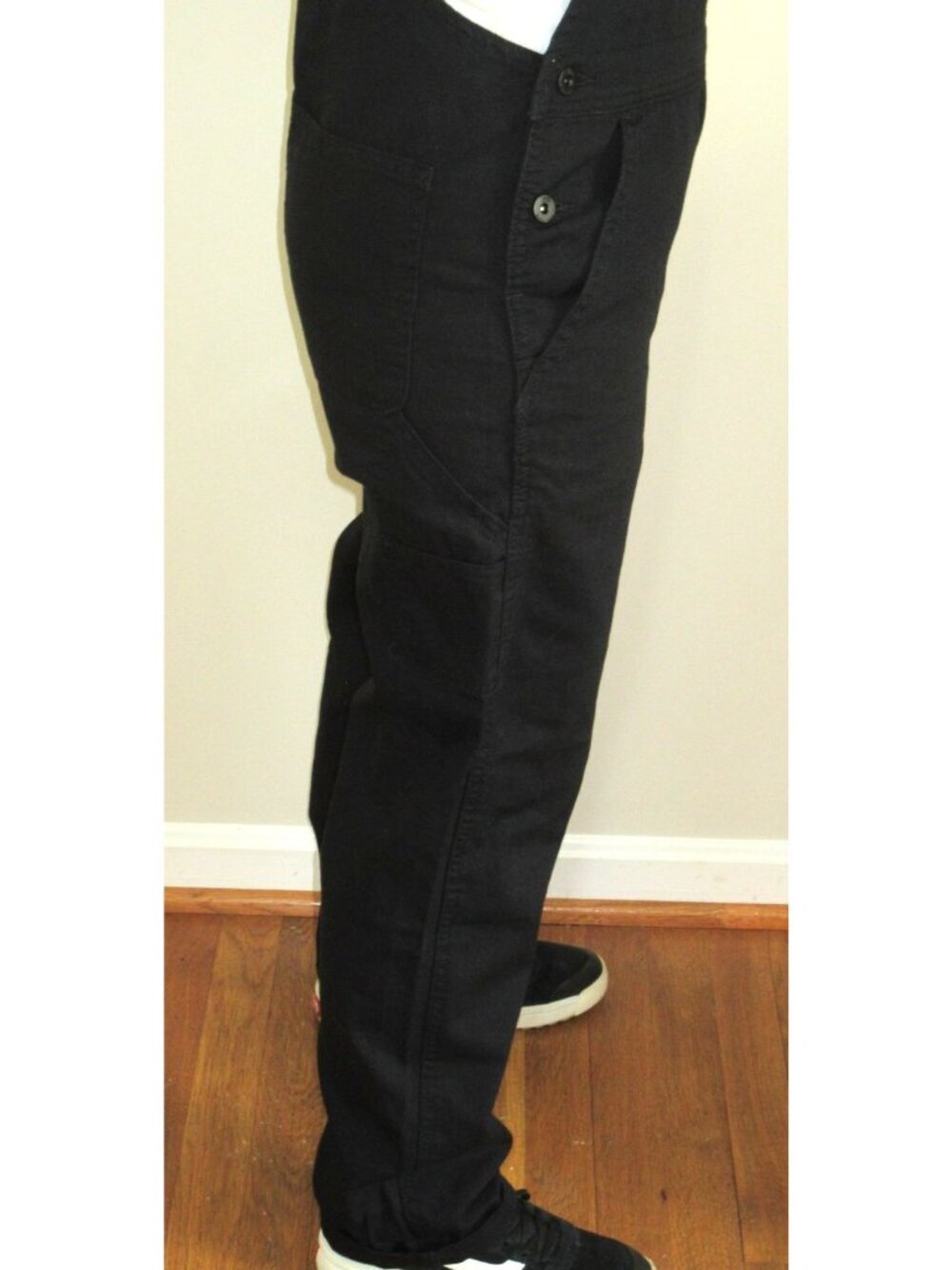 Vans Women's Ground Work Denim Carpenter overalls Black White Size XS NWT - Picture 9 of 14